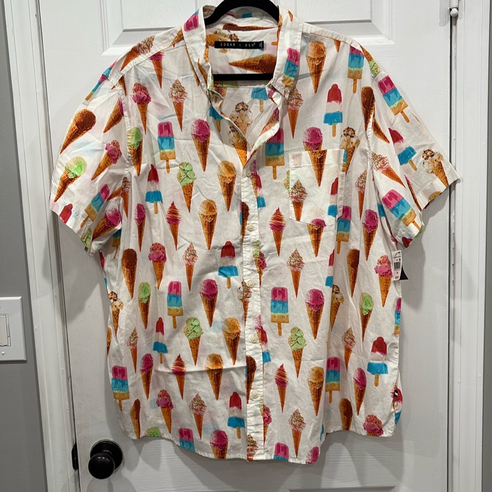NWT Men’s Edgar & Ash button down short sleeve ice cream shirt 2X